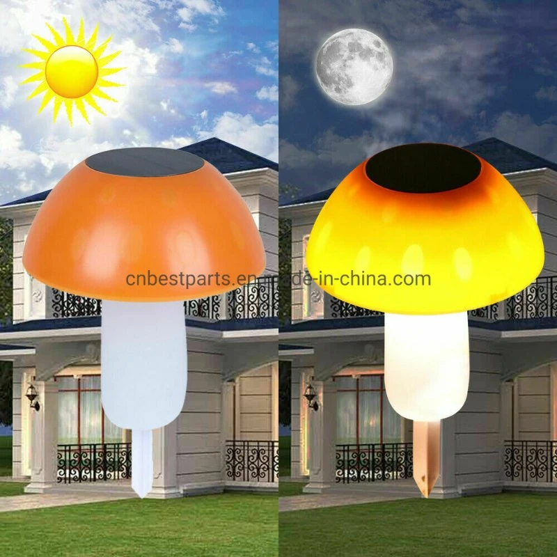 Solar Power LED Lawn Lamp Outdoor Garden Spot Lamp Pin Light Mushroom Shape