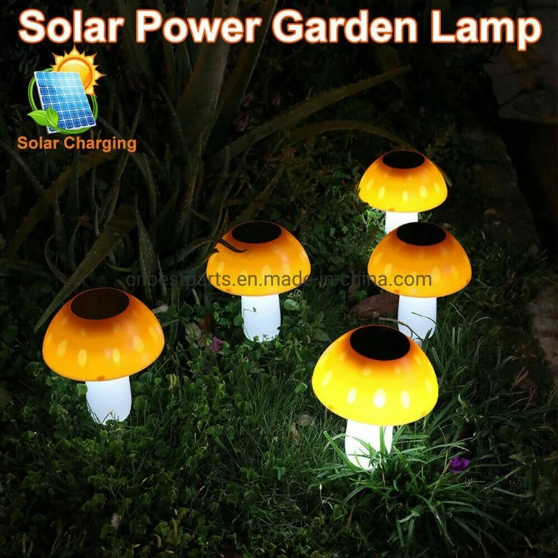 Solar Power LED Lawn Lamp Outdoor Garden Spot Lamp Pin Light Mushroom Shape