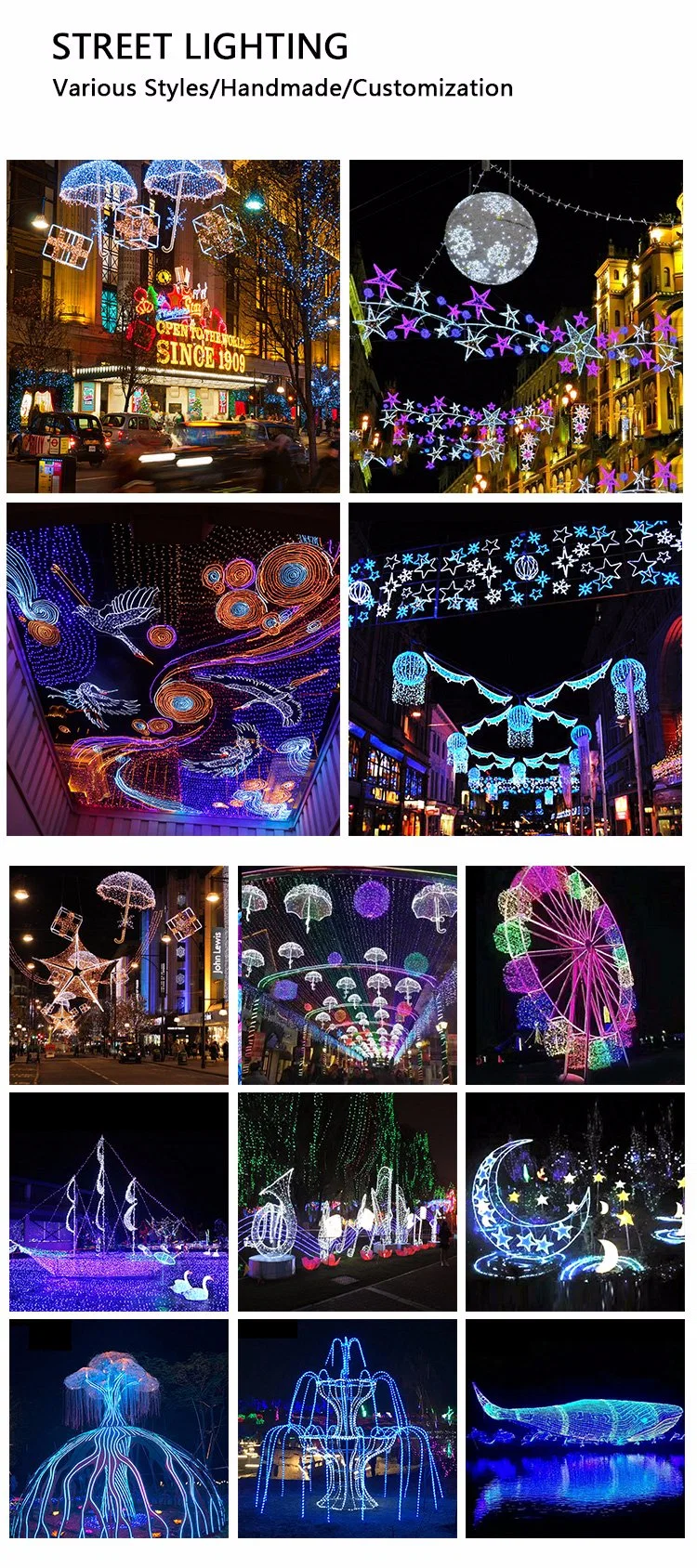 Amusement Park Zoo Outdoor Xmas 3D Fountain LED Christmas Neon Motif Lights Outdoor Mall Lighting 2023