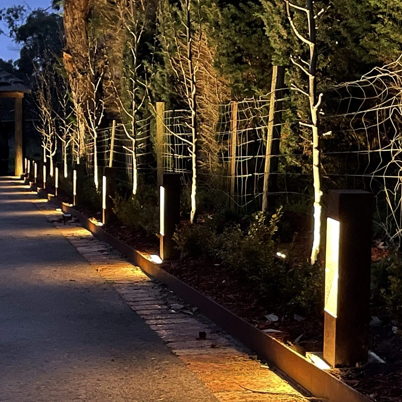 Outdoor Path Lights Corten Steel Bollard Light Rusty Garden Lighting