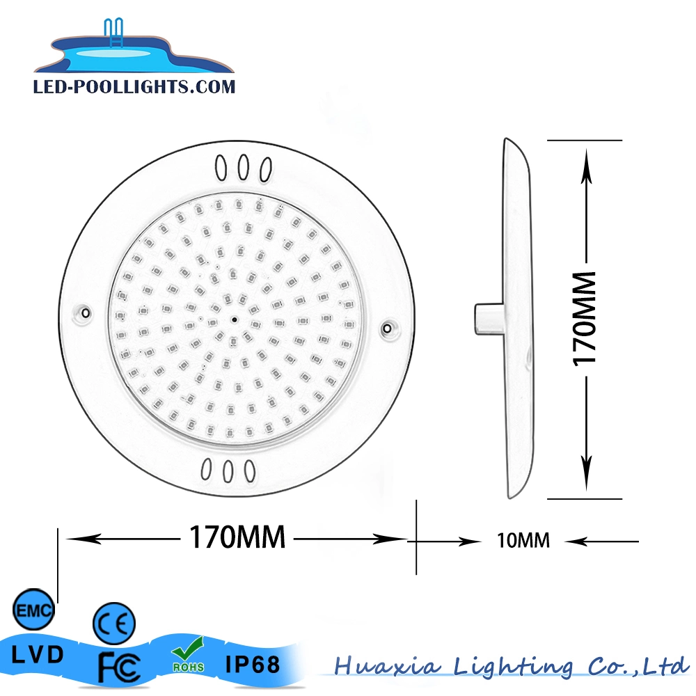 Huaxia 18 Key Remote Control DC12V RGB 8W Wall Mounted LED Swimming Pool Underwater Lights