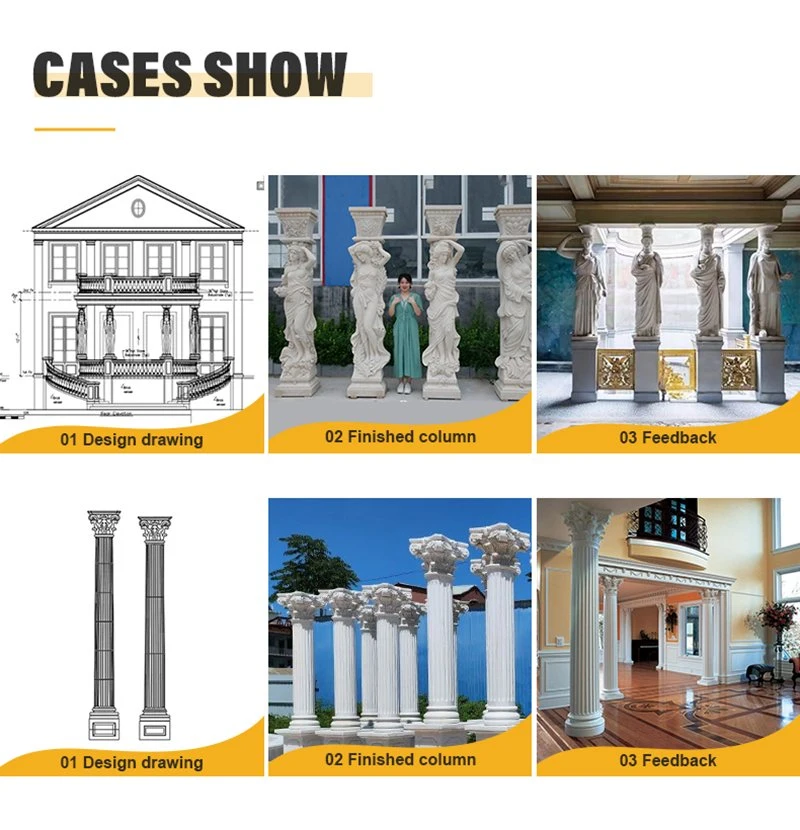 Classic Design Round Stone Pillars Hand Carved Natural Marble Roman Column