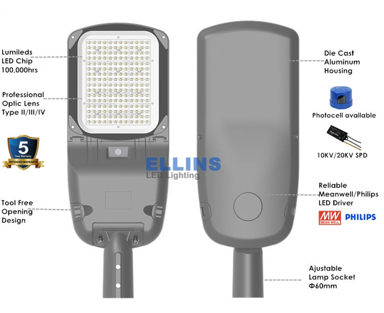 5year Warranty Intelligent Timer Control Dimmable LED Street Lighting Luminaries