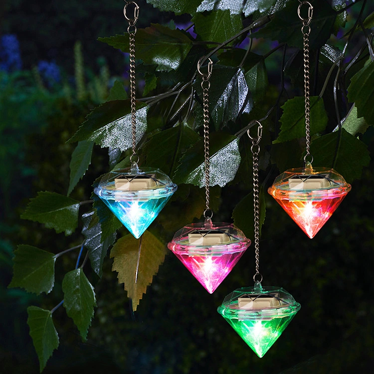 Goldmore11 Diamond-Shape Colorful Plastic Garden Yard Decoration Hanging Light Waterproof Outdoor Solar LED Light