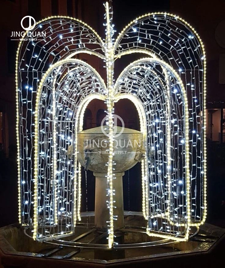 Amusement Park Zoo Outdoor Xmas 3D Fountain LED Christmas Neon Motif Lights Outdoor Mall Lighting 2023