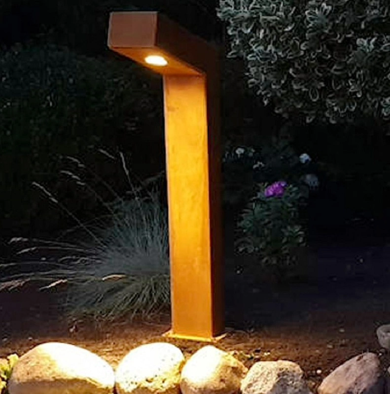 Urban Corten Steel LED Bollard Light L-Shaped Rusty Bollards