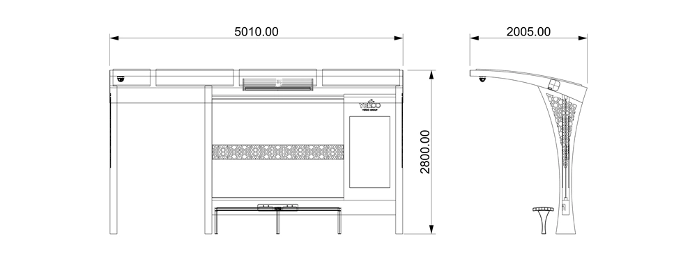 Classic Design Urban Street Furniture Steel Bus Stop Shelter