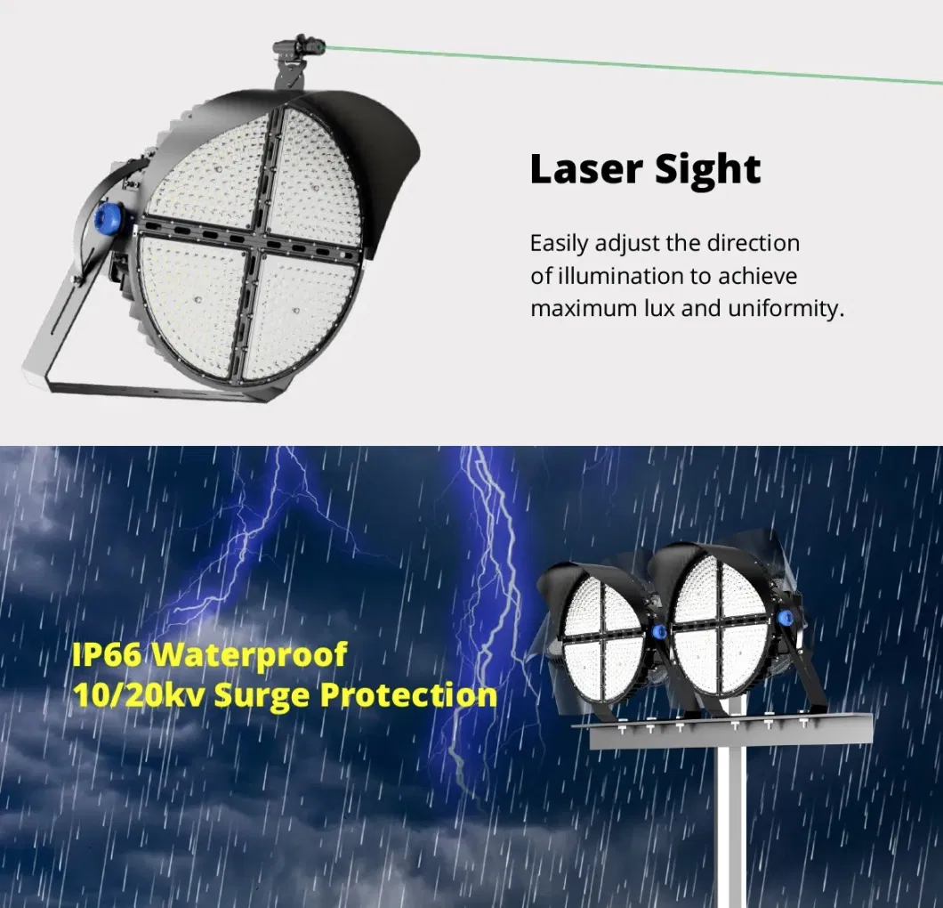 Smart Dimmable 300W 400W 500W High Mast Pole Flood LED Light for Outdoor Stadium Football Tennis Sport Court Lighting