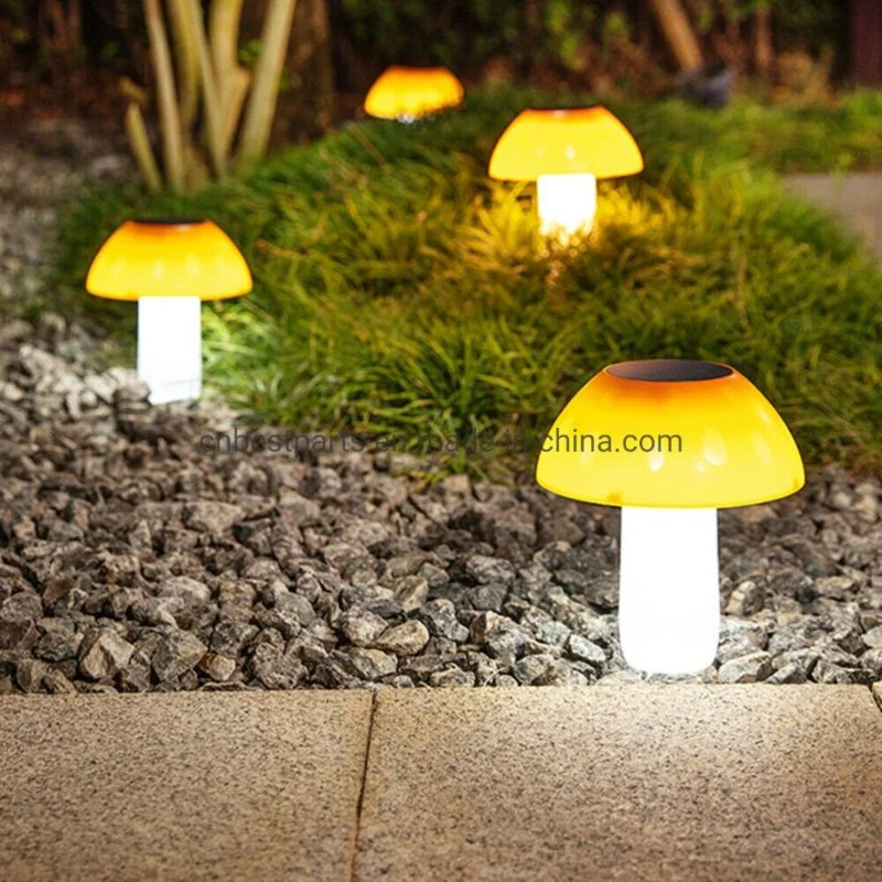 Solar Power LED Lawn Lamp Outdoor Garden Spot Lamp Pin Light Mushroom Shape