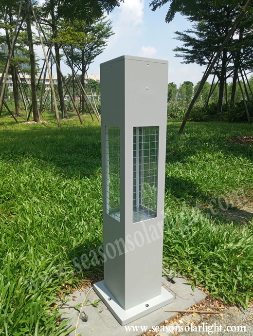 Modern Square Standing Solar Lighting LED Bollard Light with Solar Panel System &amp; Luz LED