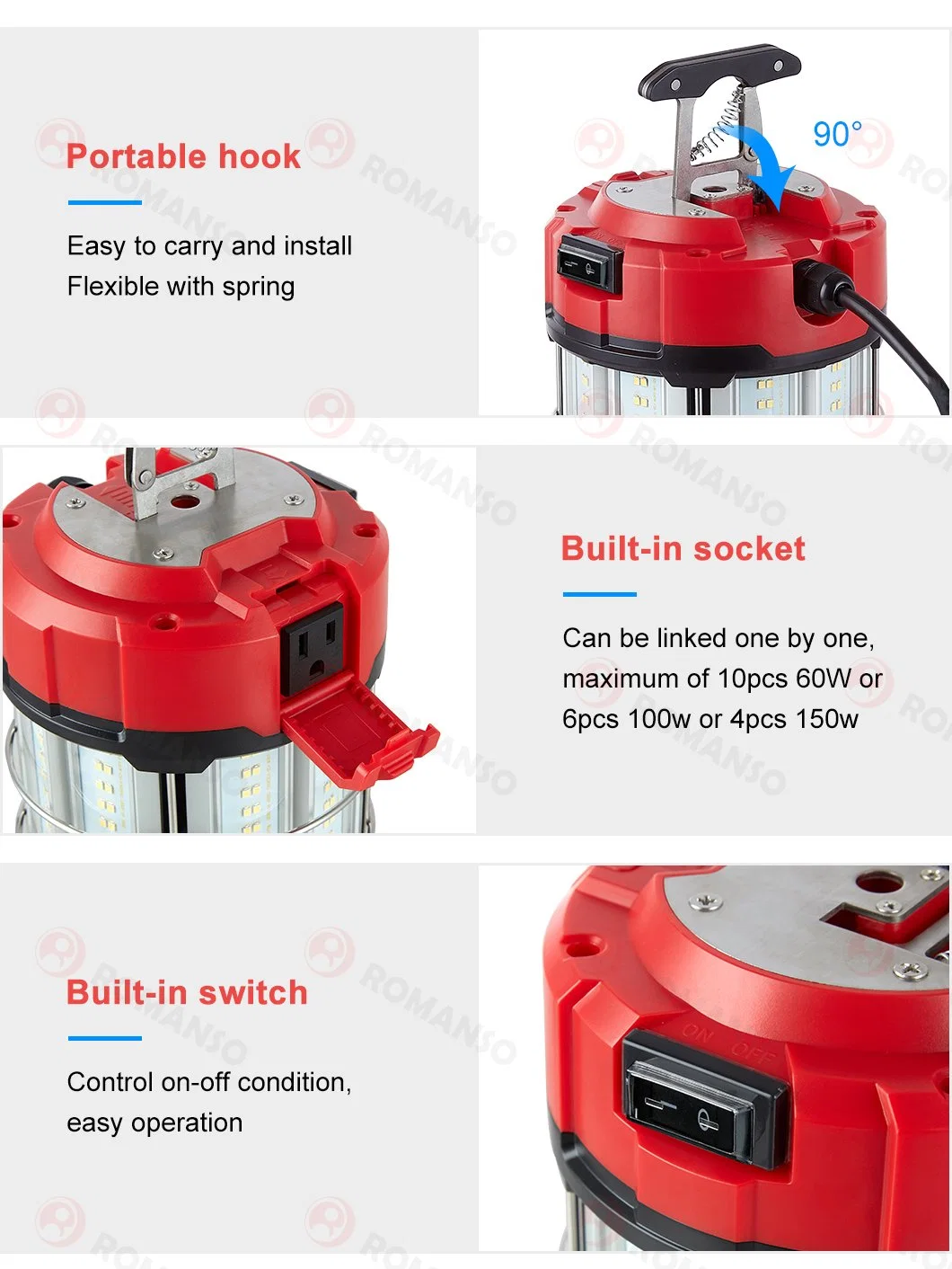 6500K Romanso or ODM China Industrial Work Lighting Temporary