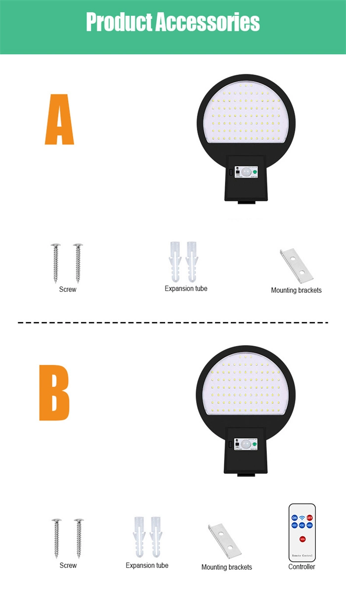 Waterproof Round Solar Street Lights Outdoor Motion Sensor COB Light with Remote Control Solar Light Garden Wall Street Light