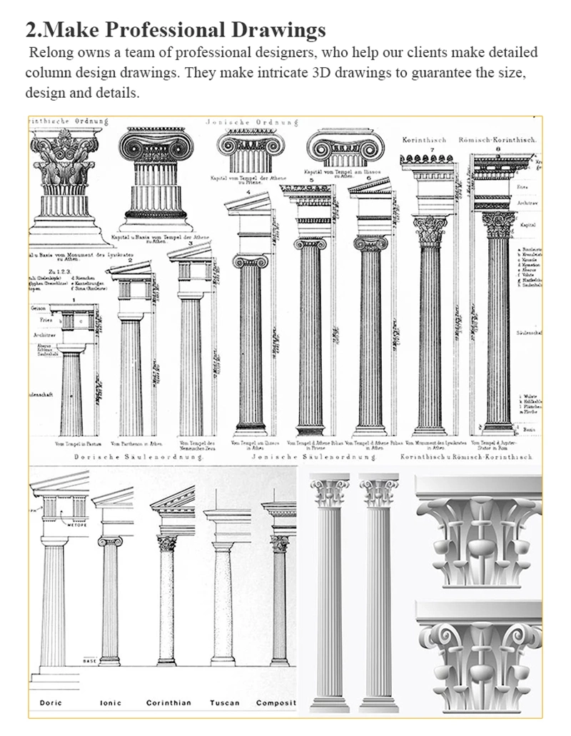 Classic Natural Stone Architecture Pillar Marble Solid Column for Villa