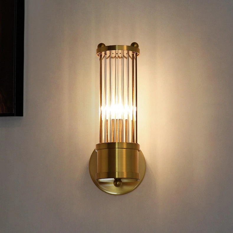 Hot Indoor Luxury Decorative Hotel Copper Golden Classic Bathroom Mirror LED Wall Lamp Bedroom Bedside Sconce Wall Light Fixture