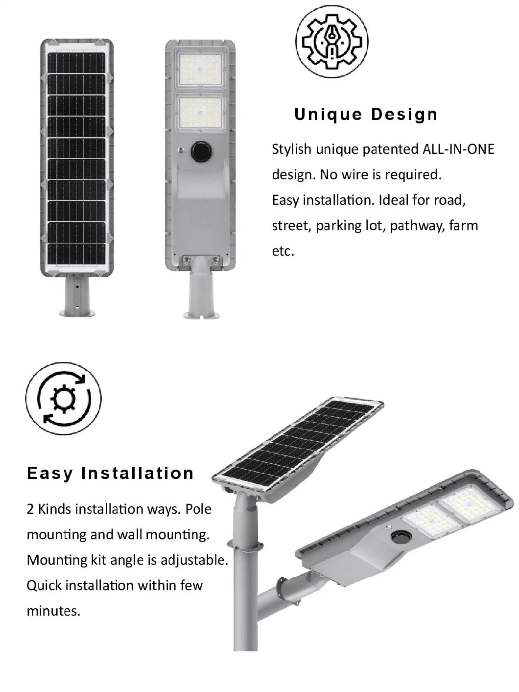 China Products/Suppliers. CE RoHS Certified High Power Luminaire LED Solar Street Light Outdoor Lighting