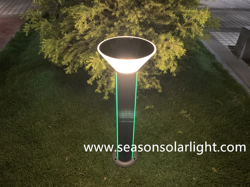 Decorative Border Pathway Driveway Landscape Lighting Outdoor Bollard Solar LED Garden Light with LED Strip Light