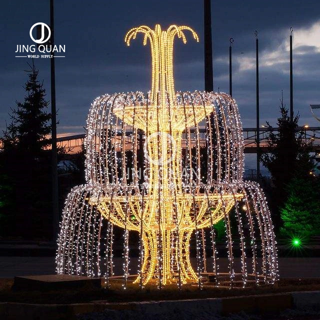 Amusement Park Zoo Outdoor Xmas 3D Fountain LED Christmas Neon Motif Lights Outdoor Mall Lighting 2023