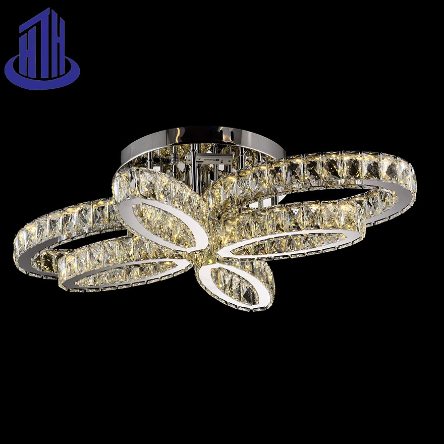 Two Layer Flower Steel Crystal Decorative Cool LED Ceiling Light (9080)