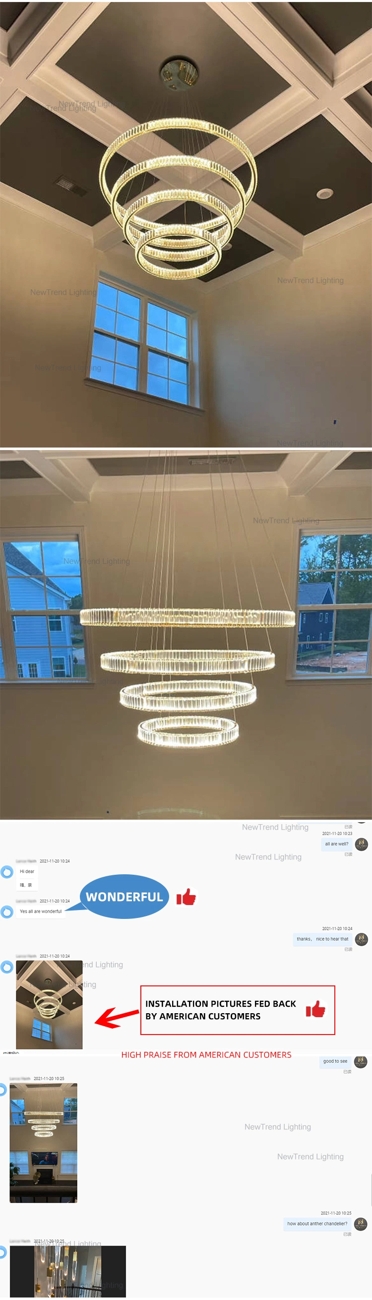 Simple American Creative Modern Decorative Crystal Chandelier LED Pendant Light