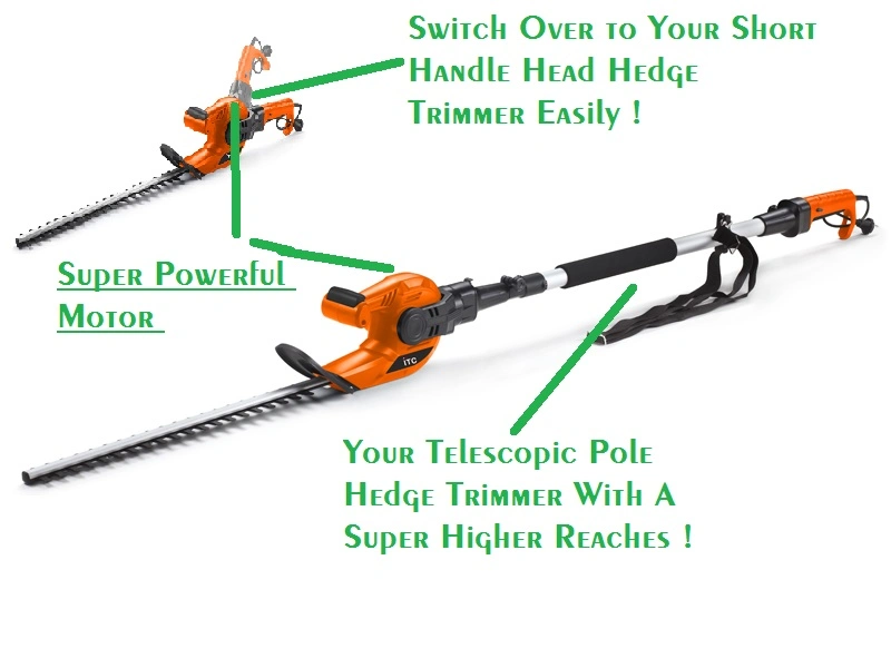 2in1 Set Electric Pole/Telescopic Hedge Trimmer/Short Hedge Trimmer-Garden Power Tools