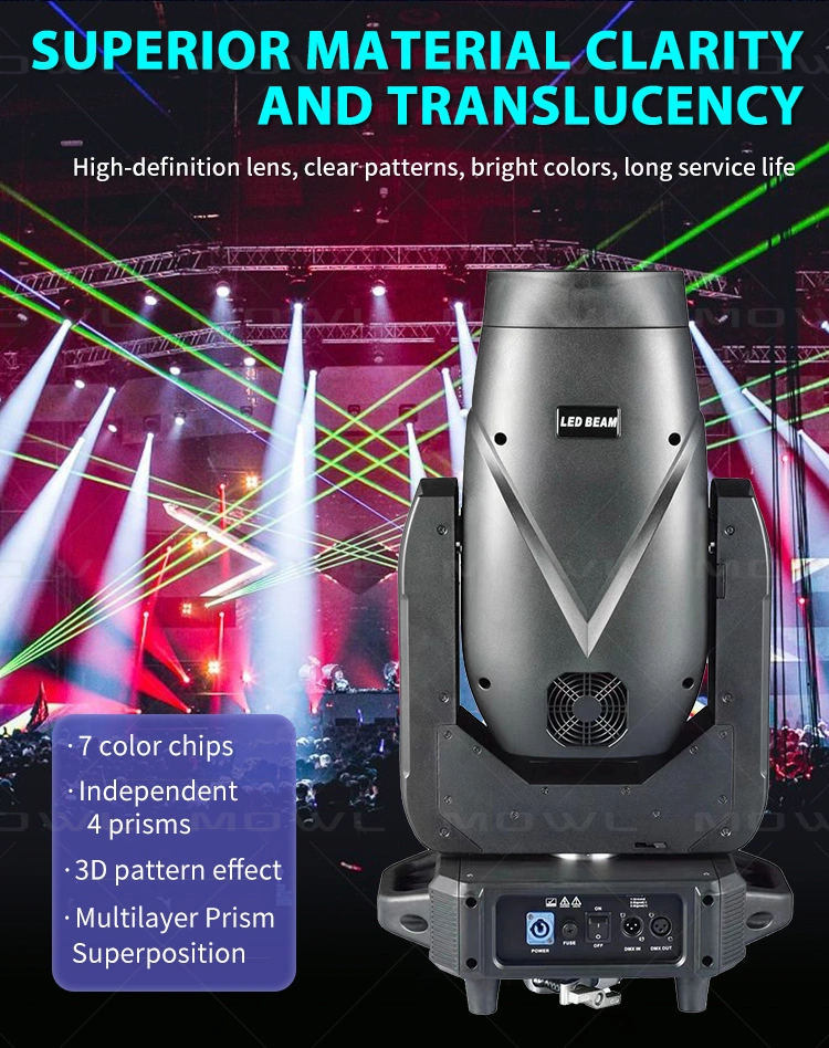 Moving Head Stage Light Professional Beam Spot Wash 3in1 480W Theme Park Stage Lighting White LED DJ Sharpy Beam Light