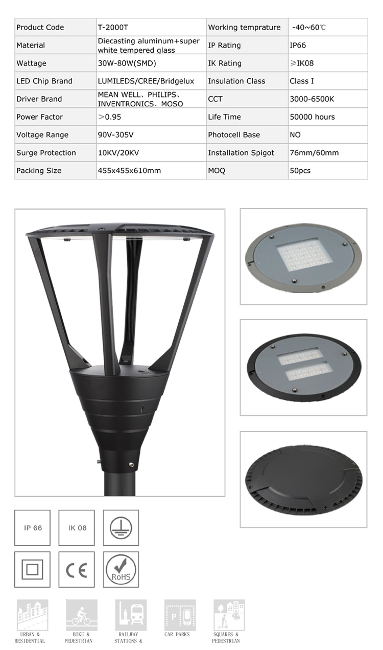 T-2000t-L White LED Lighting 120-130 Lm/W 2700-6500K LED Spot Light Outdoor IP65 Die-Casting Aluminum 5 Years Warranty LED Light for Garden Lighting