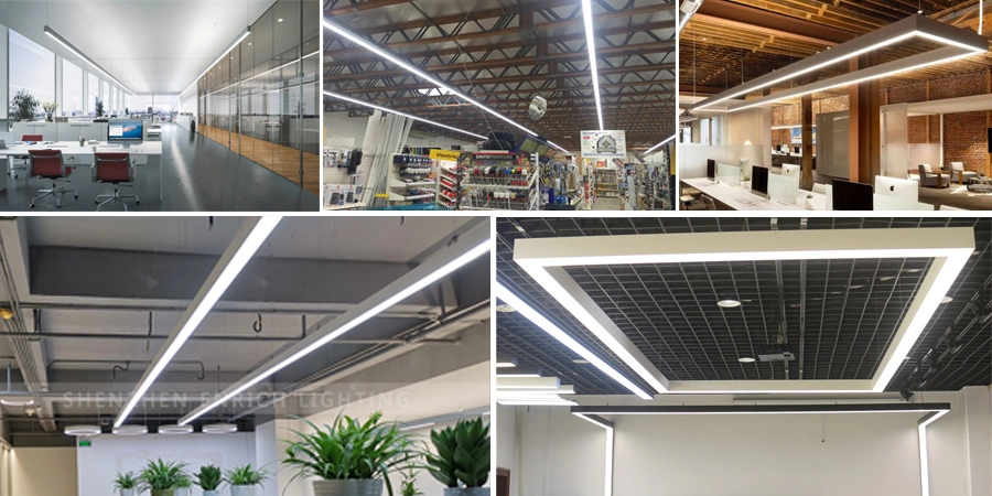 75mm Width Hanging LED Profile Linear Light Seamless Connection Aluminum Light Fittings