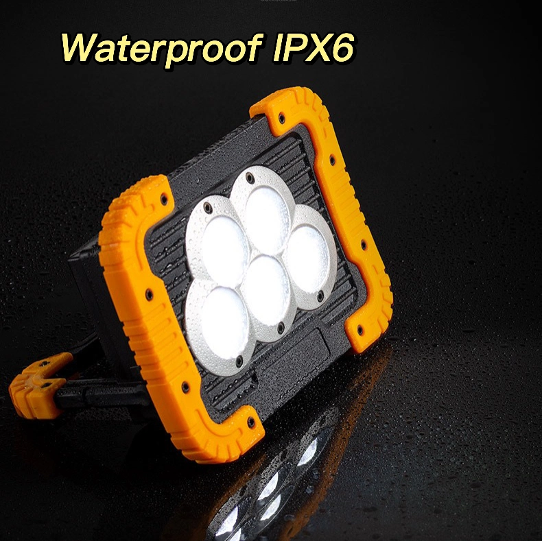 Portable Outdoor Car Inspection COB LED Work Light with 5.5V Solar Panel 30W Rechargeable 4AA 18650 Rotating Handle Work Spot Lamp