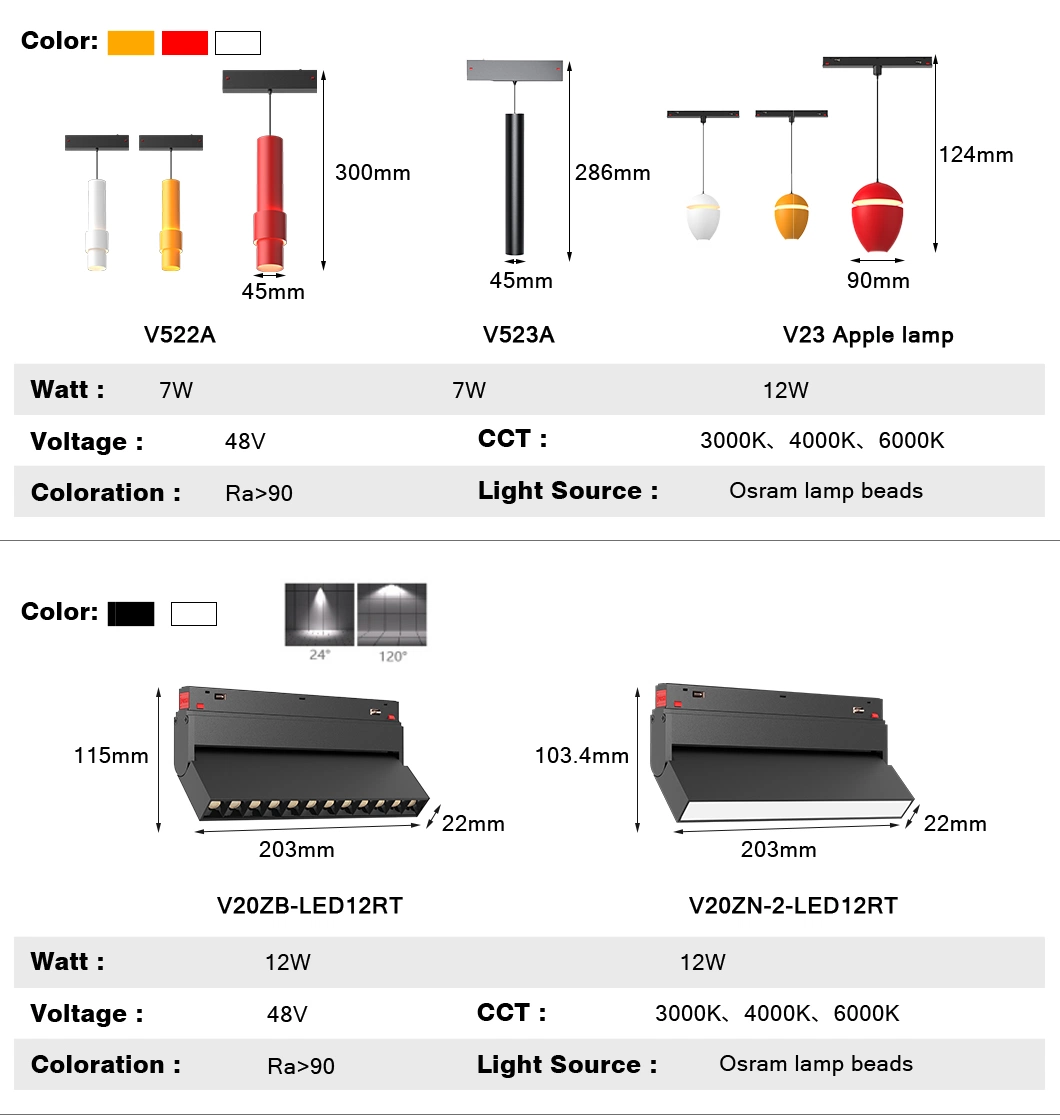 DC48V Smart Dimming Rail Spotlight Magnetic LED Track Light with Osram Chips