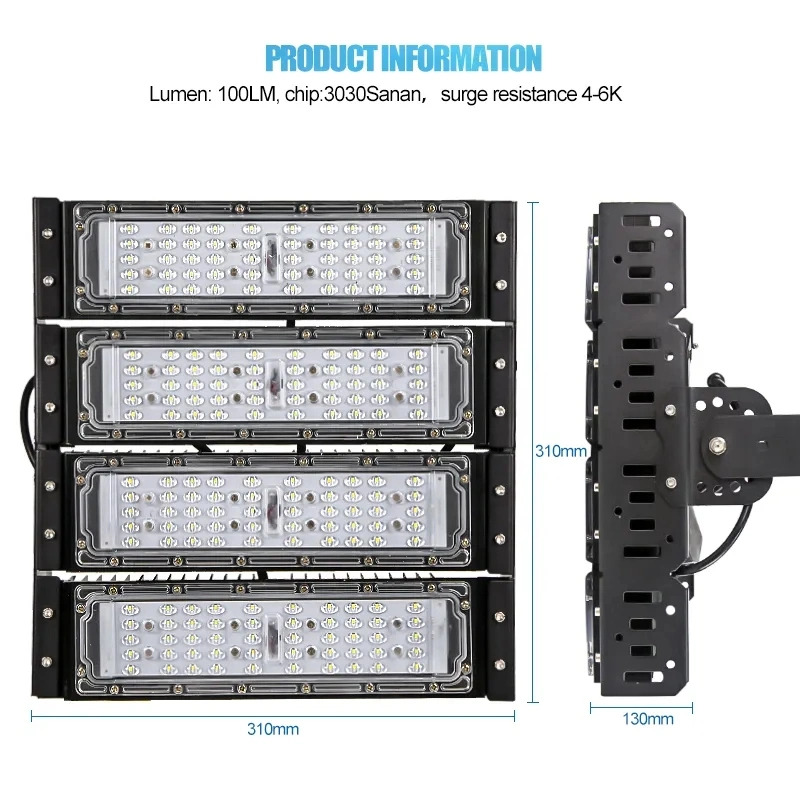 LED Flood Lighting Meanwell Driver Black Facade Football 1500W Modular LED High Mast Light Stadium 1500 Watt LED Flood Light