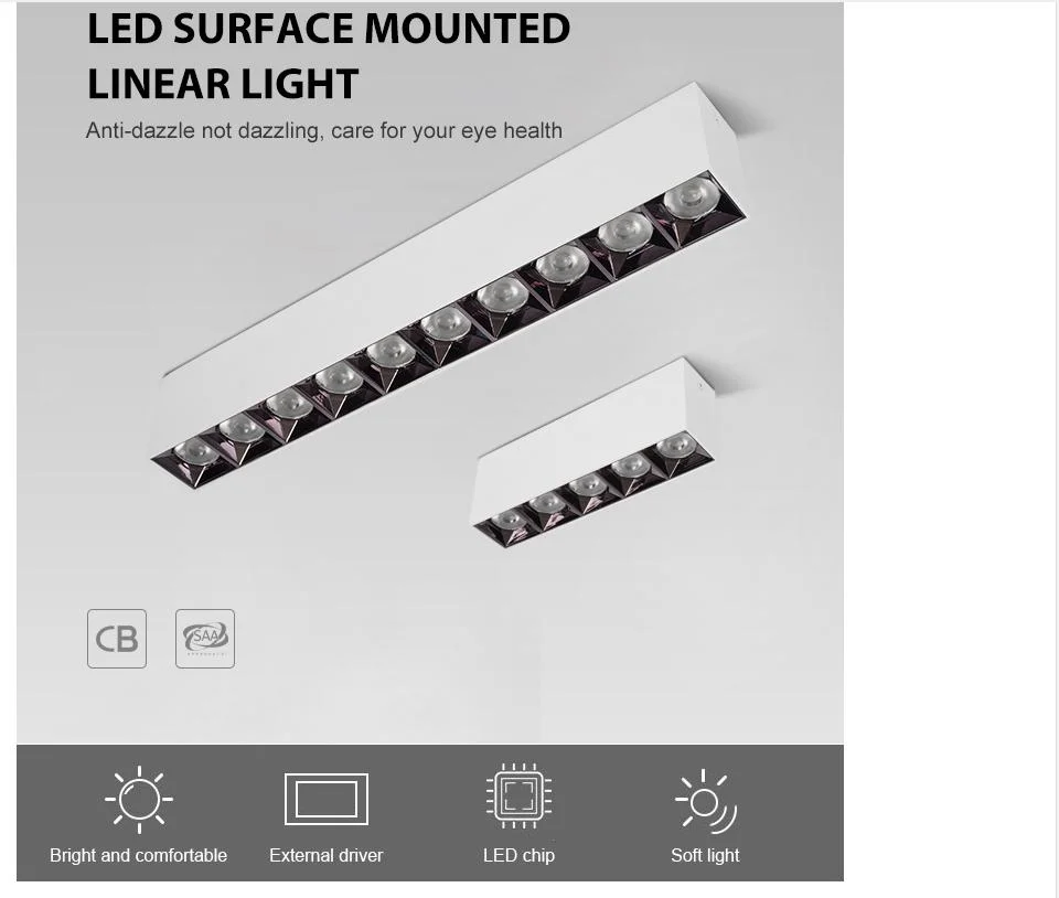 10W Mini Surface Mounted LED Grille Down Light Architectural Lighting for Hotel Restaurant Ceiling Lamp LED Linear Light
