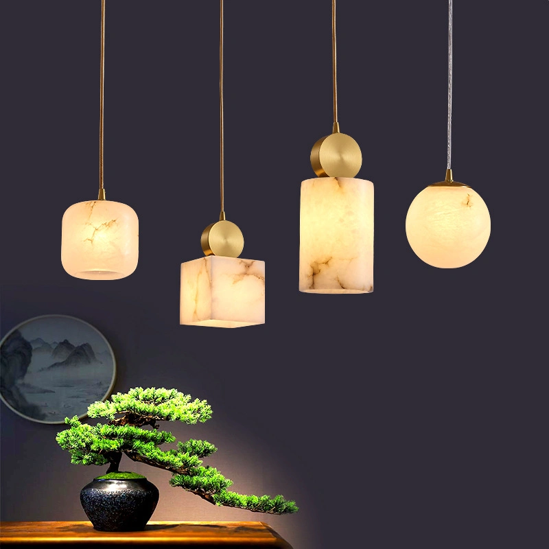 Low-Carbon Green Natural Marble Decorative Ceiling Suspension Pendant Light Fixture (302)