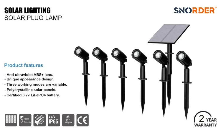 Garden Solar Lights Outdoor Waterproof IP65 4 Head LED Spike Light for Pathway