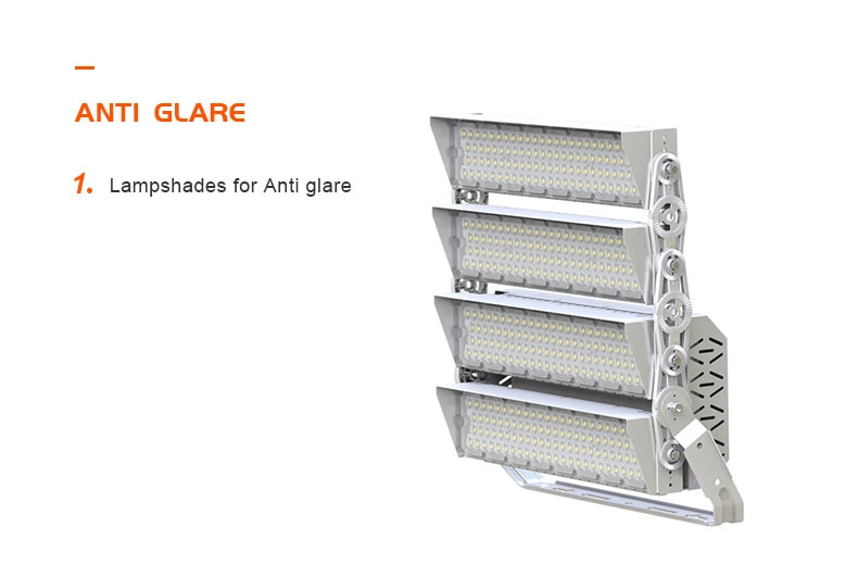 Anti-Glaring Ugr&lt;21 Easy Installation Ik10 Shock Proof 1000W Sports Stadium LED Flood Light