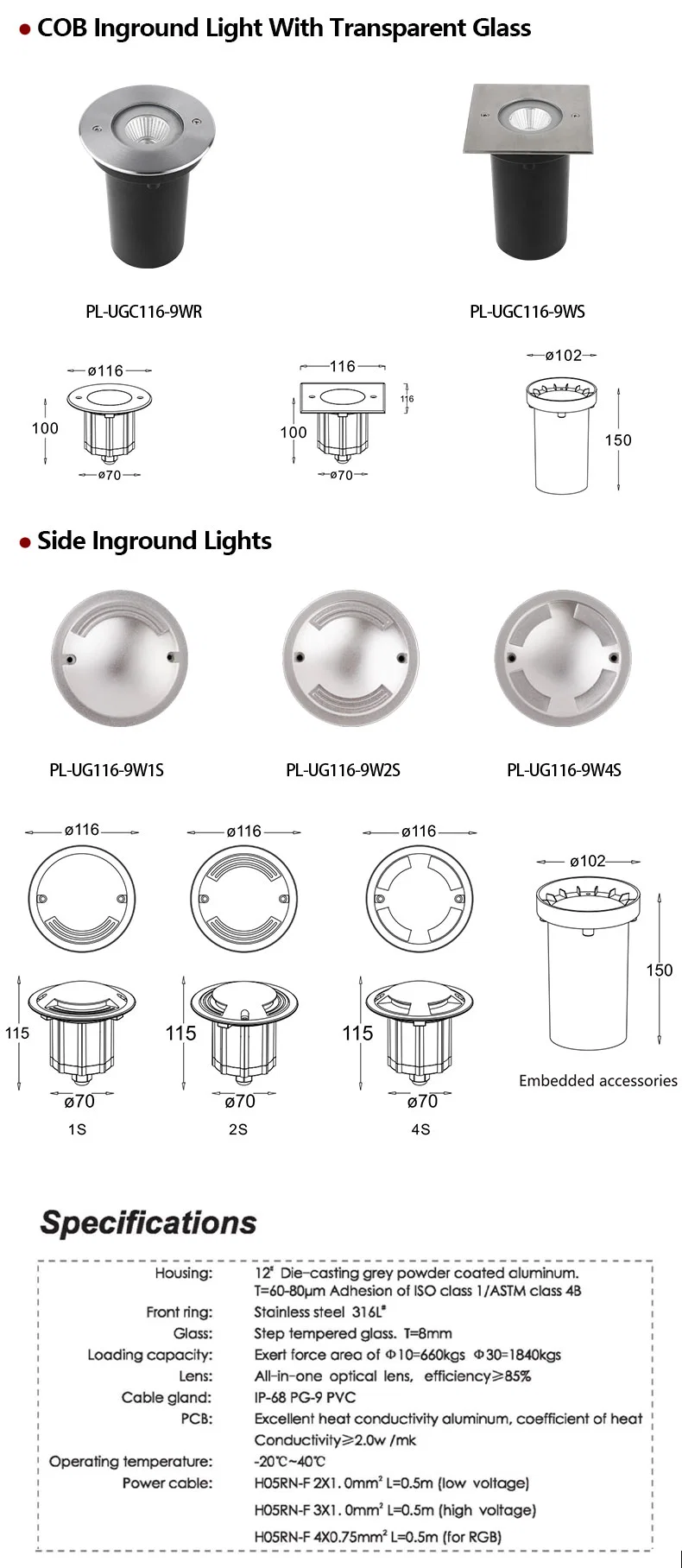 IP67 Waterproof LED Underground Light 9W Outdoor Ground Garden Path Floor Buried Spot Landscape