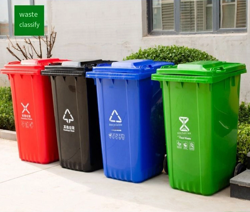Outdoor Garbage Plastic Wheelie Bin with Various Sizes and Colors for Public Places