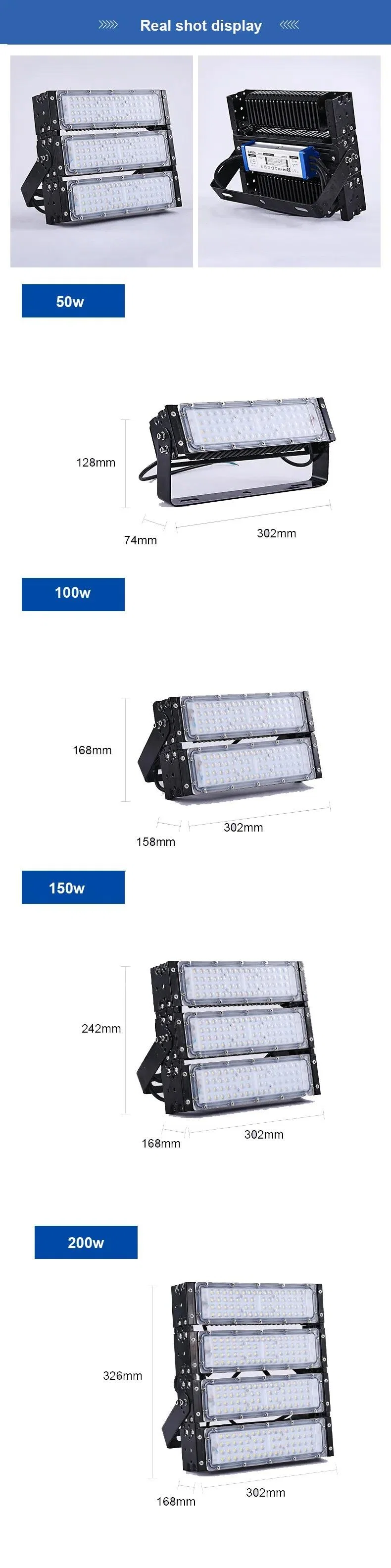 LED Flood Lighting Meanwell Driver Black Facade Football 1500W Modular LED High Mast Light Stadium 1500 Watt LED Flood Light