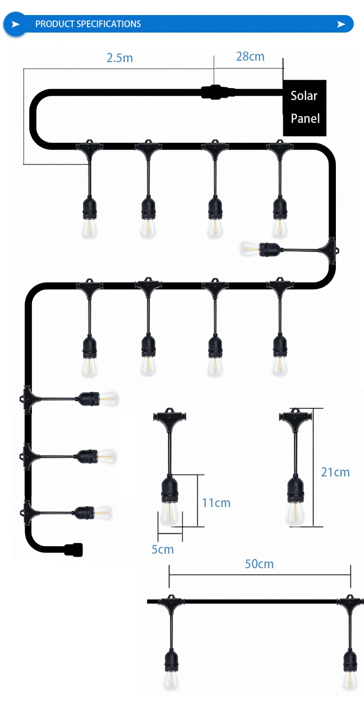 Christmas Festoon Outdoor Garden Patio Festival Decor Retro Edison Filament S14 Globe LED Bulb String Lights