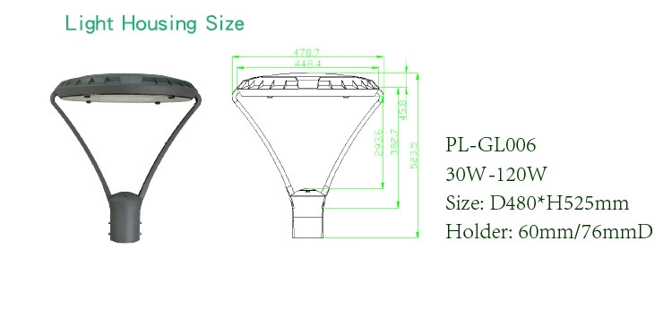 2019 New Design Die Cast Aluminum Housing Stock ENEC CB SAA Ce TUV RoHS IP65 Waterproof LED Post Top Fixture in Garden Light Post