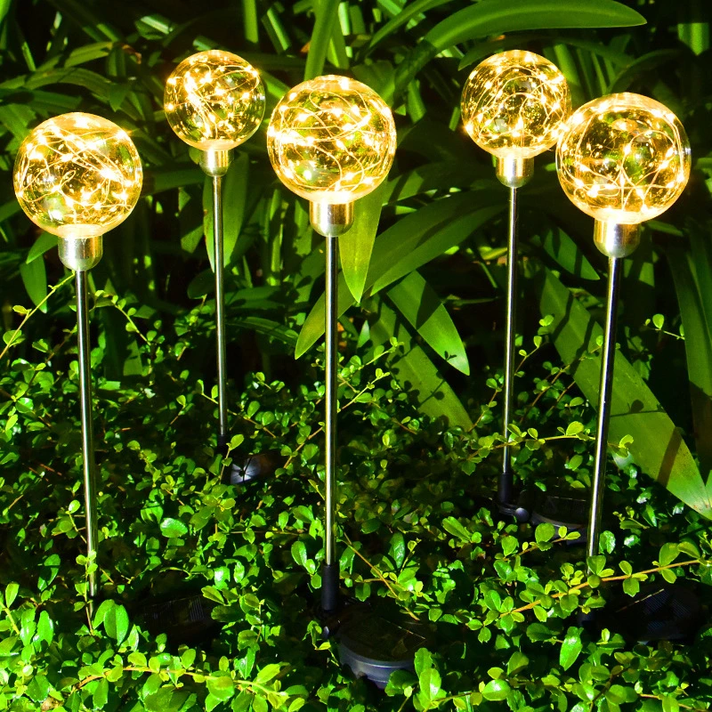 Solar Ball Reed Lamp Garden Courtyard Decorative LED Solar Floor Lamps Outdoor Waterproof Copper Wire Ball Reed Lights