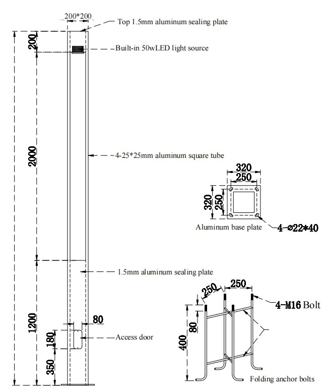 30W/50W LED Module Round Factory Wholesale Four-Sided Translucent Bollard Street Garden Light