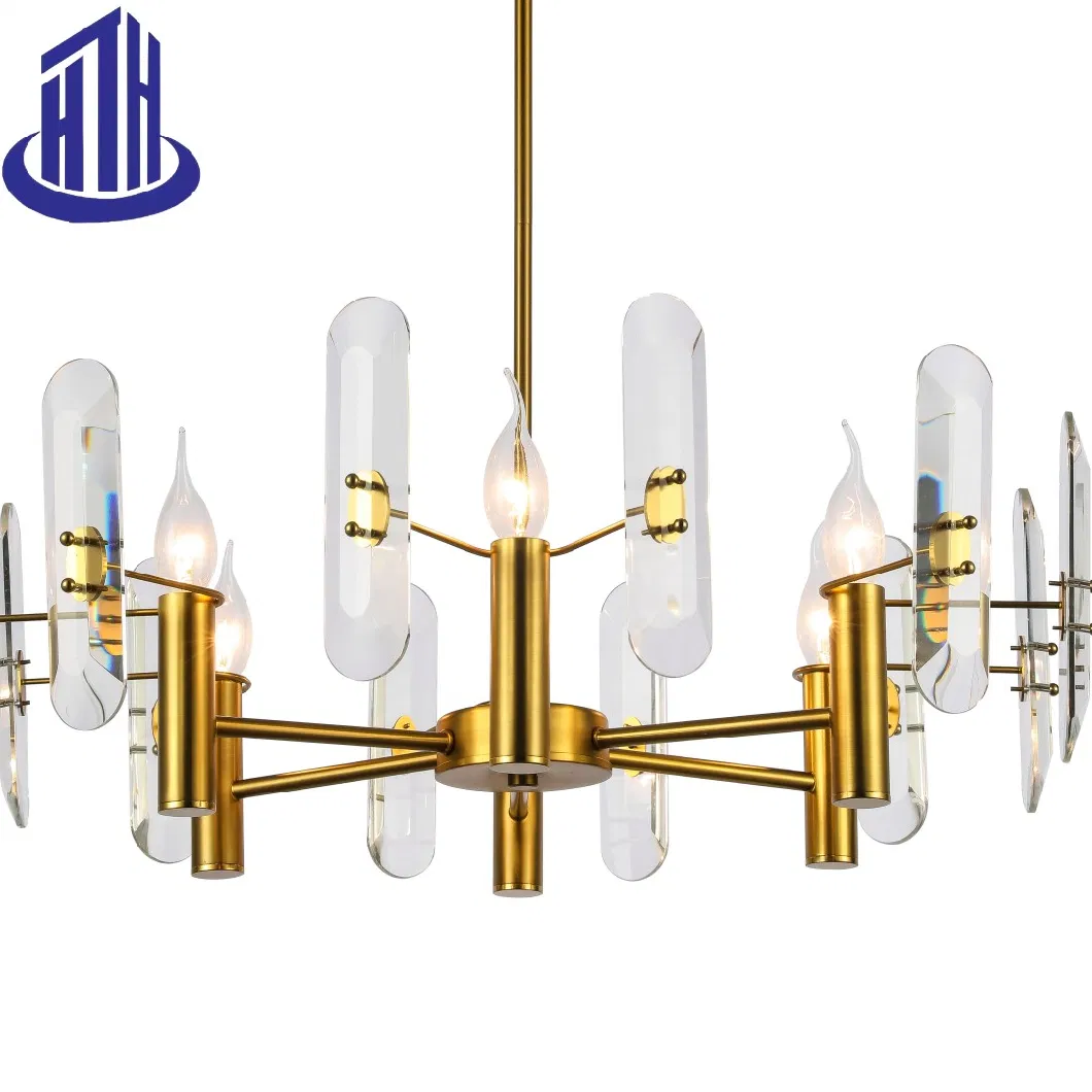 Pendant Light Modern Luxury Art Crystal Copper Residential Decorative Hanging Lamp Light (8897-6)