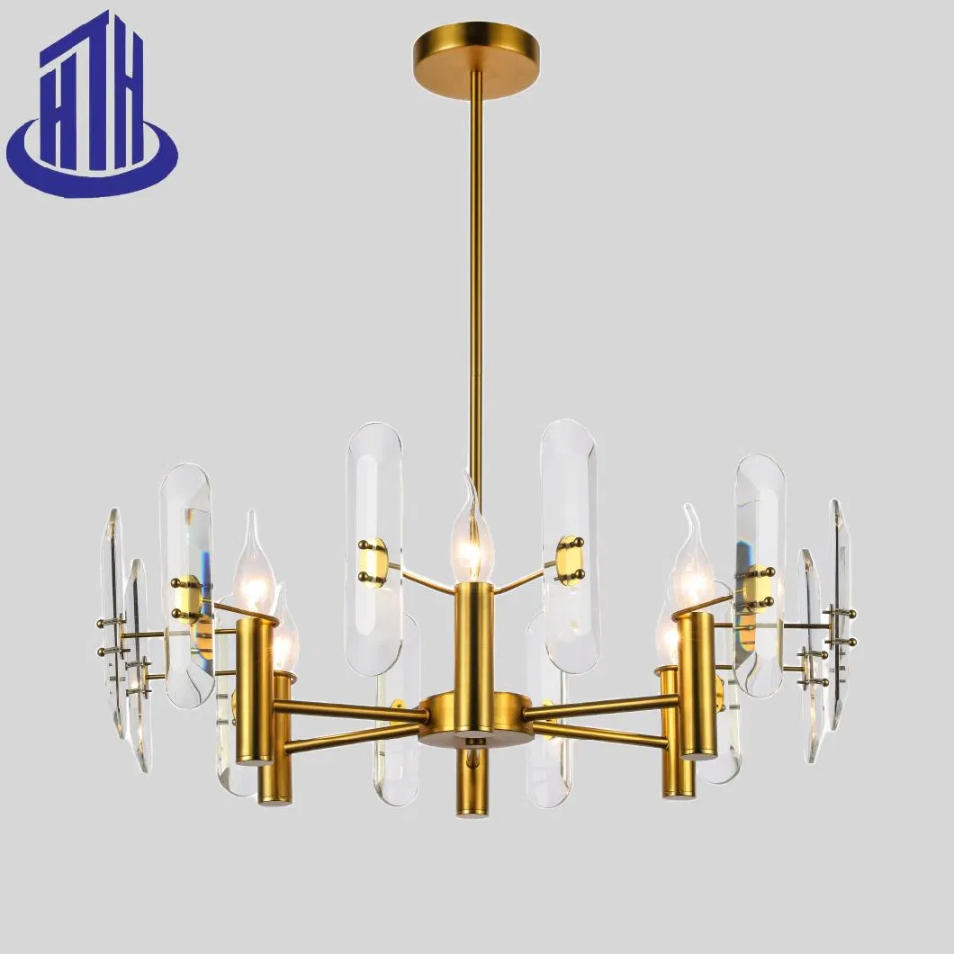 Pendant Light Modern Luxury Art Crystal Copper Residential Decorative Hanging Lamp Light (8897-6)