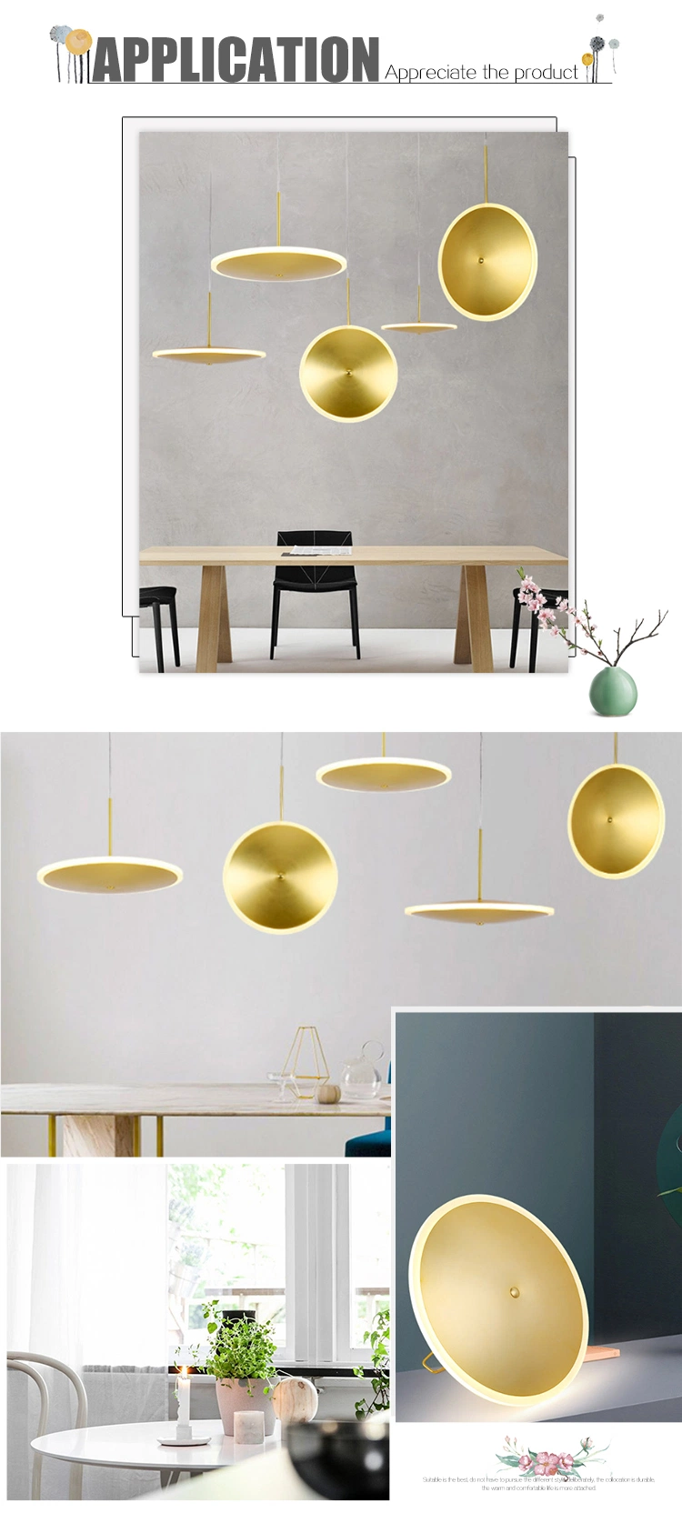 Wholesales Decorative Home LED Suspension Gold Pendant Light