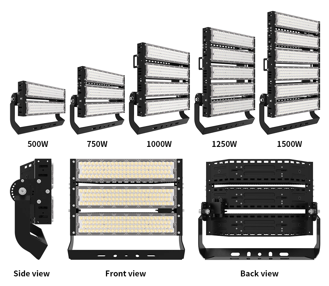 500W 750W 1000W 1250W 1500W LED Sport Field Lighting up to 150lm/W Stadium Projector LED Flood Light