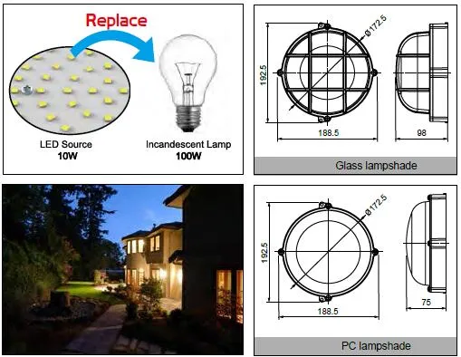 LED Outdoor Bulkhead Lamp Waterproof Garden Light Park Light Outdoor Light LED Lighting