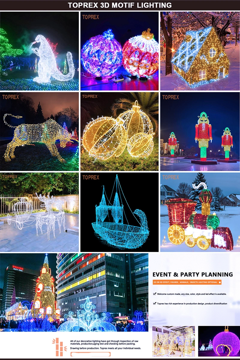 Custom Christmas Decoration LED Motif Light Navidad Decorative Event Garden Park 3D LED Santa Clause Motif Lights for Street/Shopping Mall