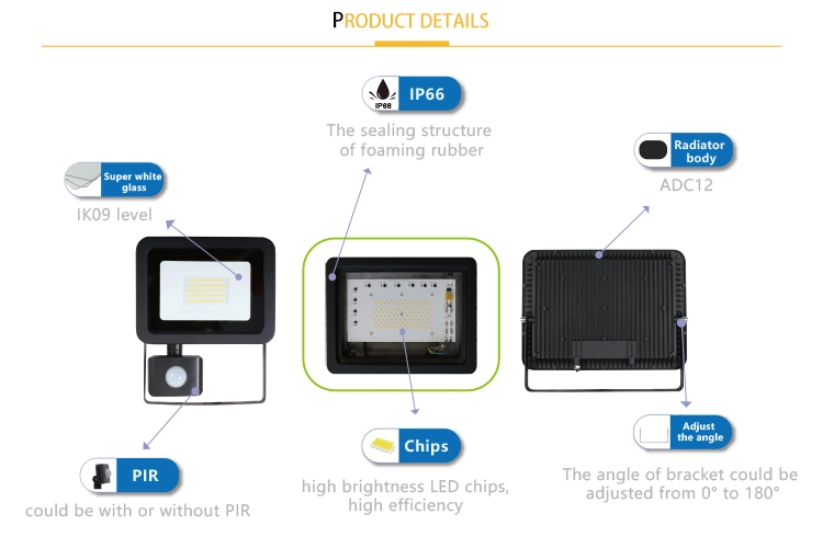 Spot Light Outdoor LED Floodlight CE RoHS Approval 10W 20W 30W 50W 80W 100W 150W 200W Road Project Lighting IP65 LED Flood Light