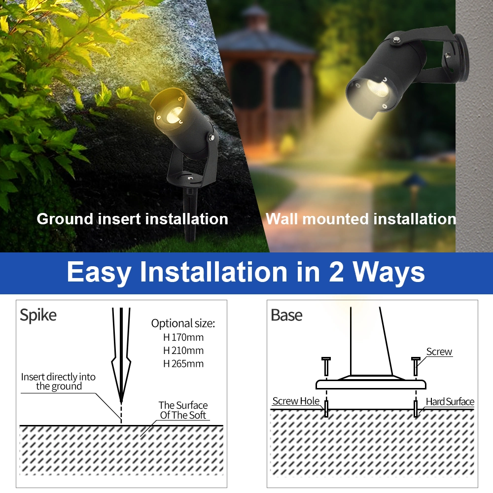 Modern Garden Outdoor Spot IP67 Adjustable LED Spike Light Street Decoration Bollard Lawn Light