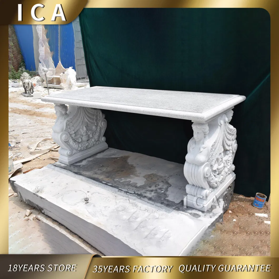 Classic Outdoor Stone Garden Products Hand Carving Marble Park Bench